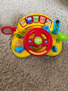 Interactive Kids Steering Wheel Toy in Yellow & Red